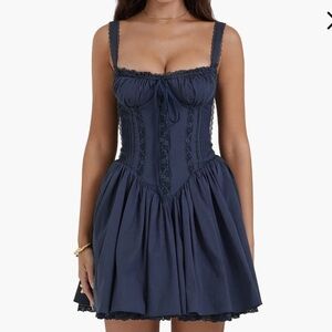 HOUSE OF CB Pintuck Lace Trim Babydoll Dress